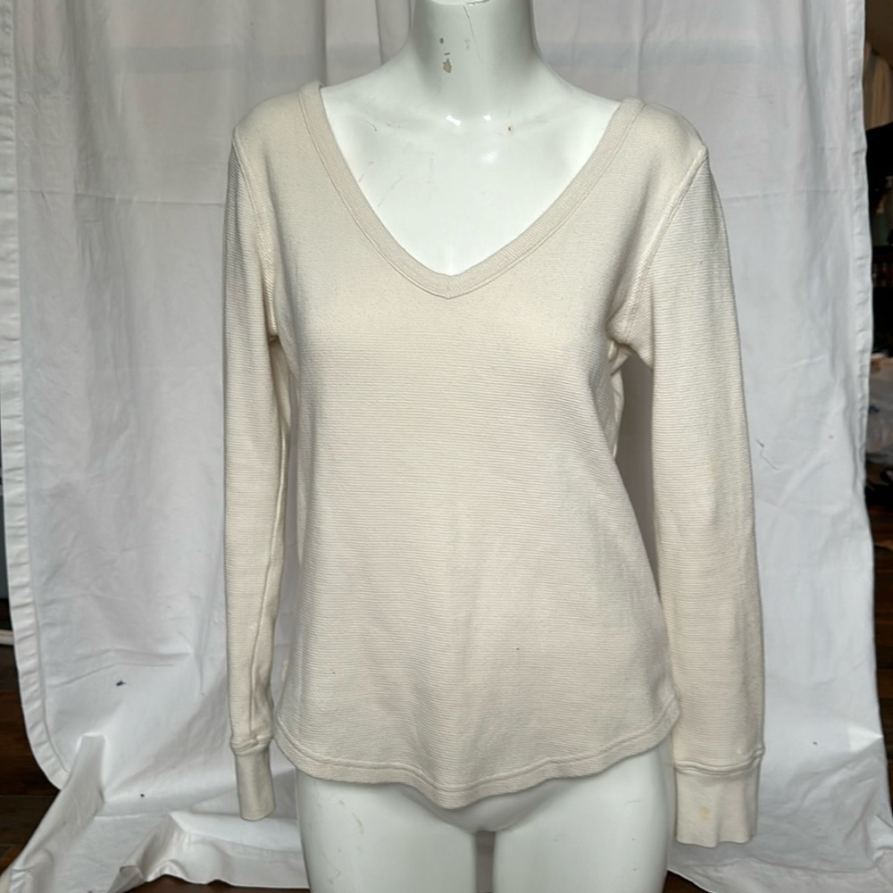 THE NORMAL BRAND THERMAL WAFFLE WEAVE V NECK LONG SLEEVE HENLEY SIZE M d12